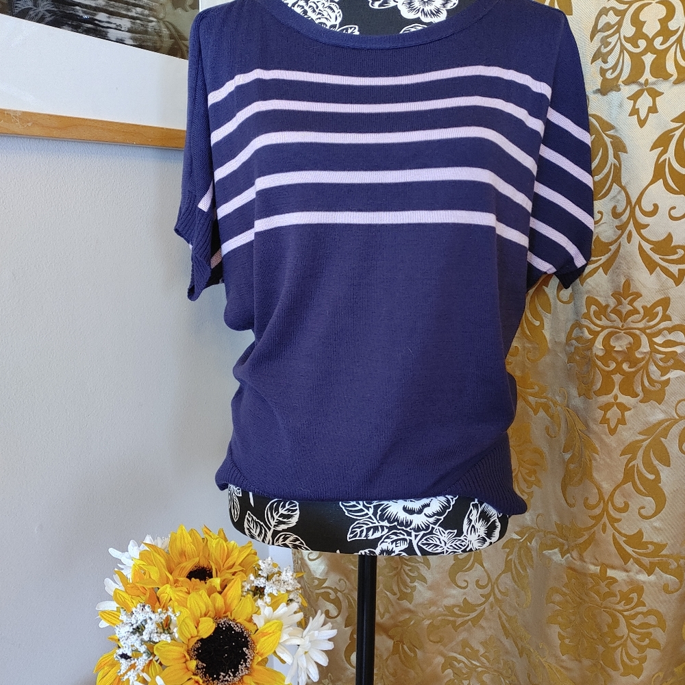 🌻 Blue Button Detail Cold Shoulder Sweater